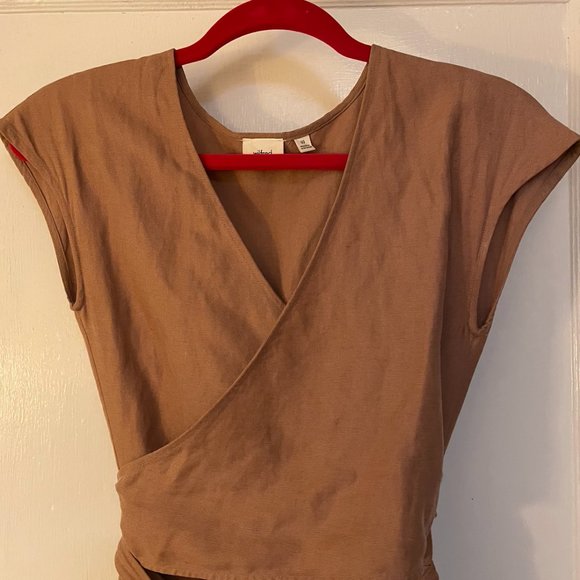 Aritzia Wilfred Brax Linen Wrap Jumpsuit - Nutmeg color - Picture 5 of 8